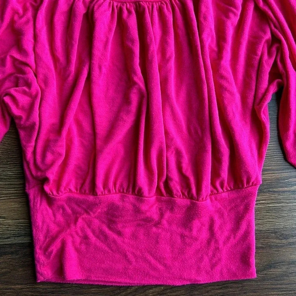 Charlotte Russe Hot Pink Blouse | Hot Pink Shirt | Stretchy Shirt | Pink - Picture 3 of 8